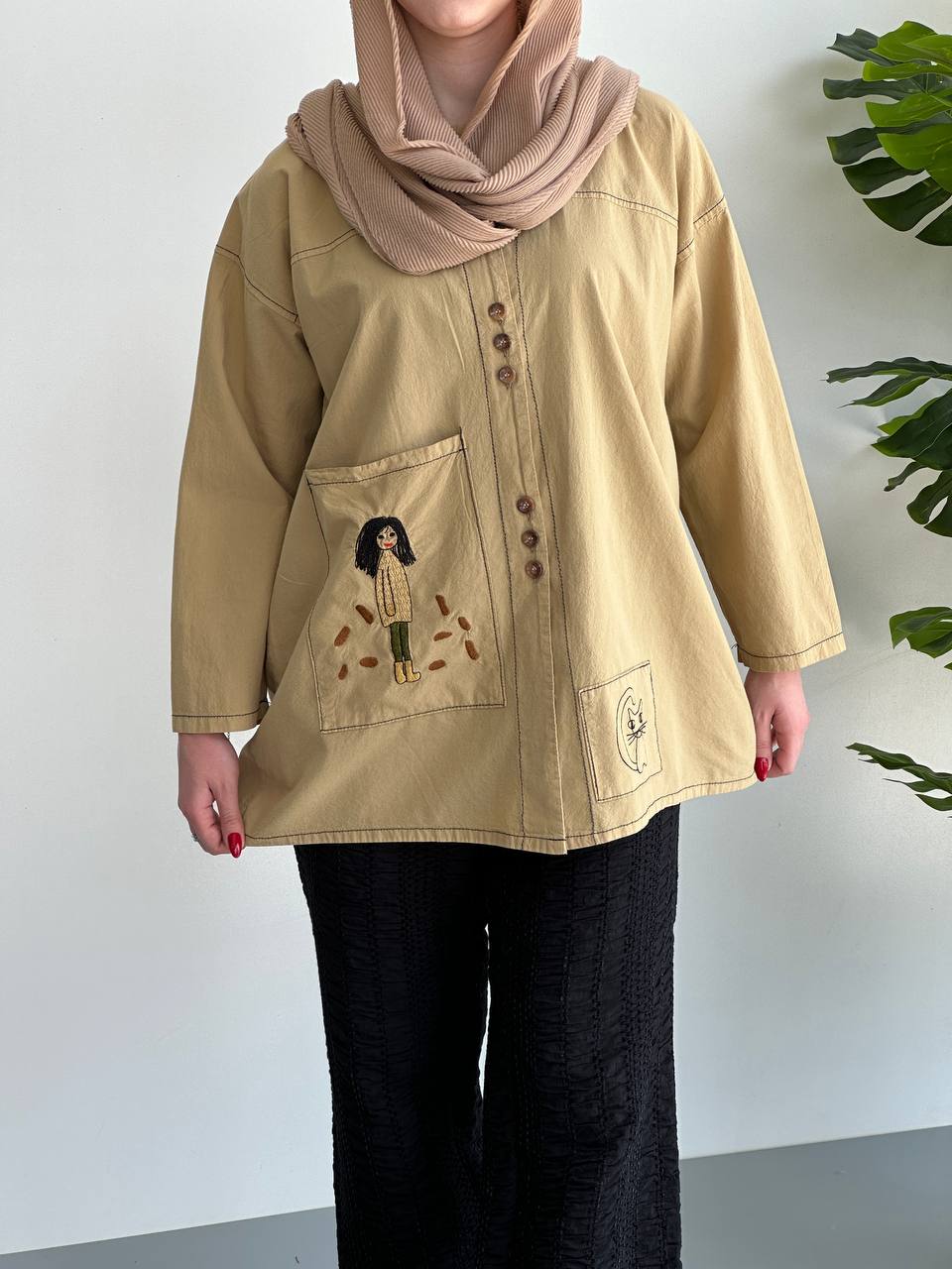 شومیز مانتویی سه دکمه دختر